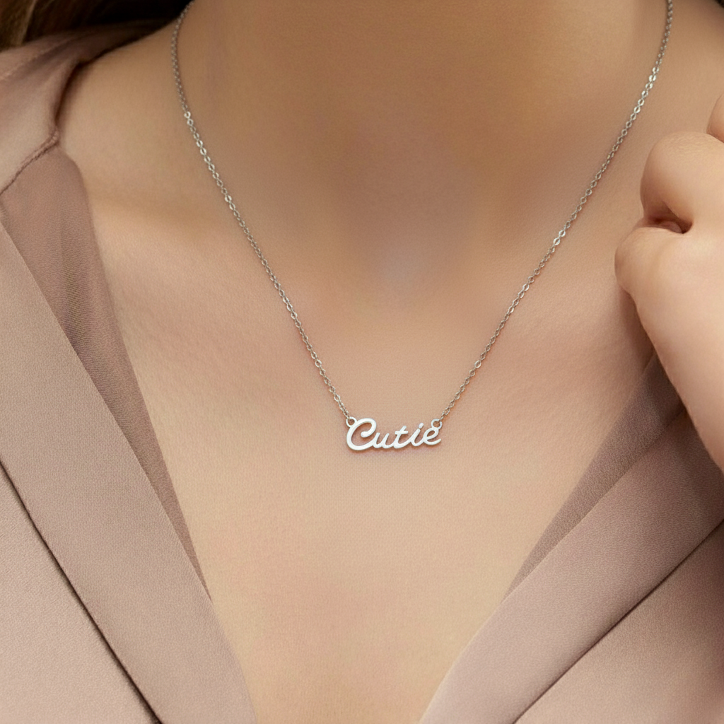 Cutie Script Sentiment Necklace