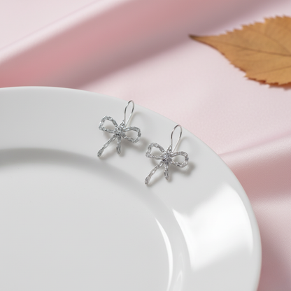 Pavé Bow Drop Earrings