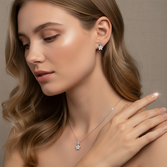 Dainty Daisy Drop Sterling Set