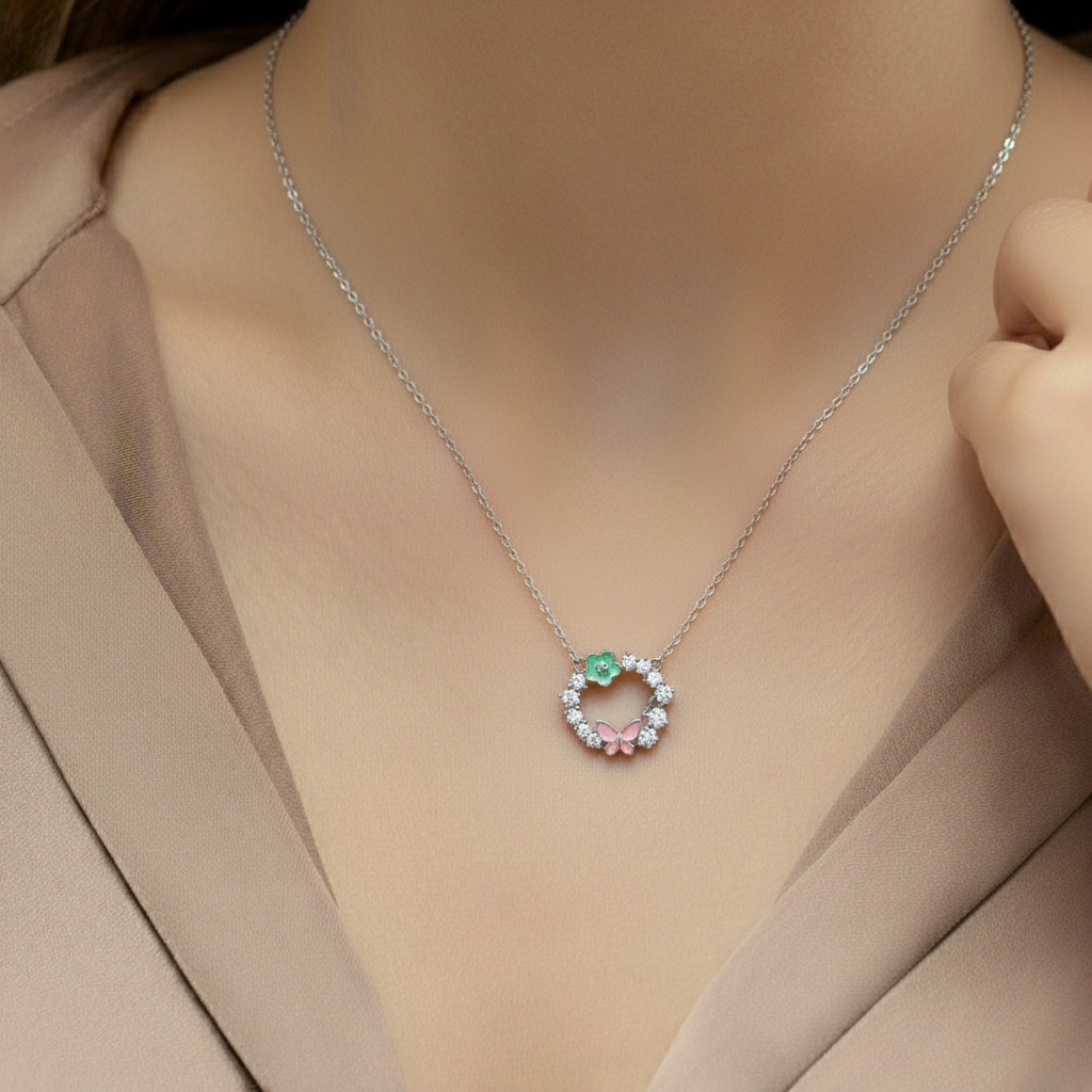 Enchanted Garden Pavé Wreath Necklace