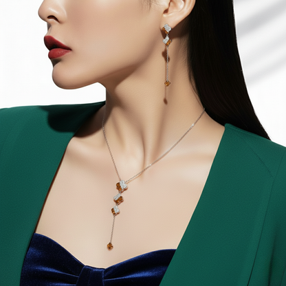 Amber Clover Drop Jewelry Set