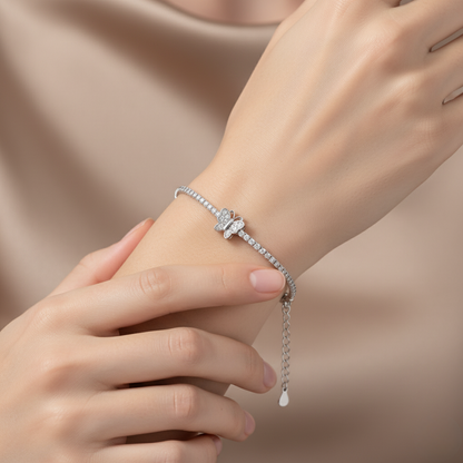 Pavé Butterfly Tennis Line Bracelet