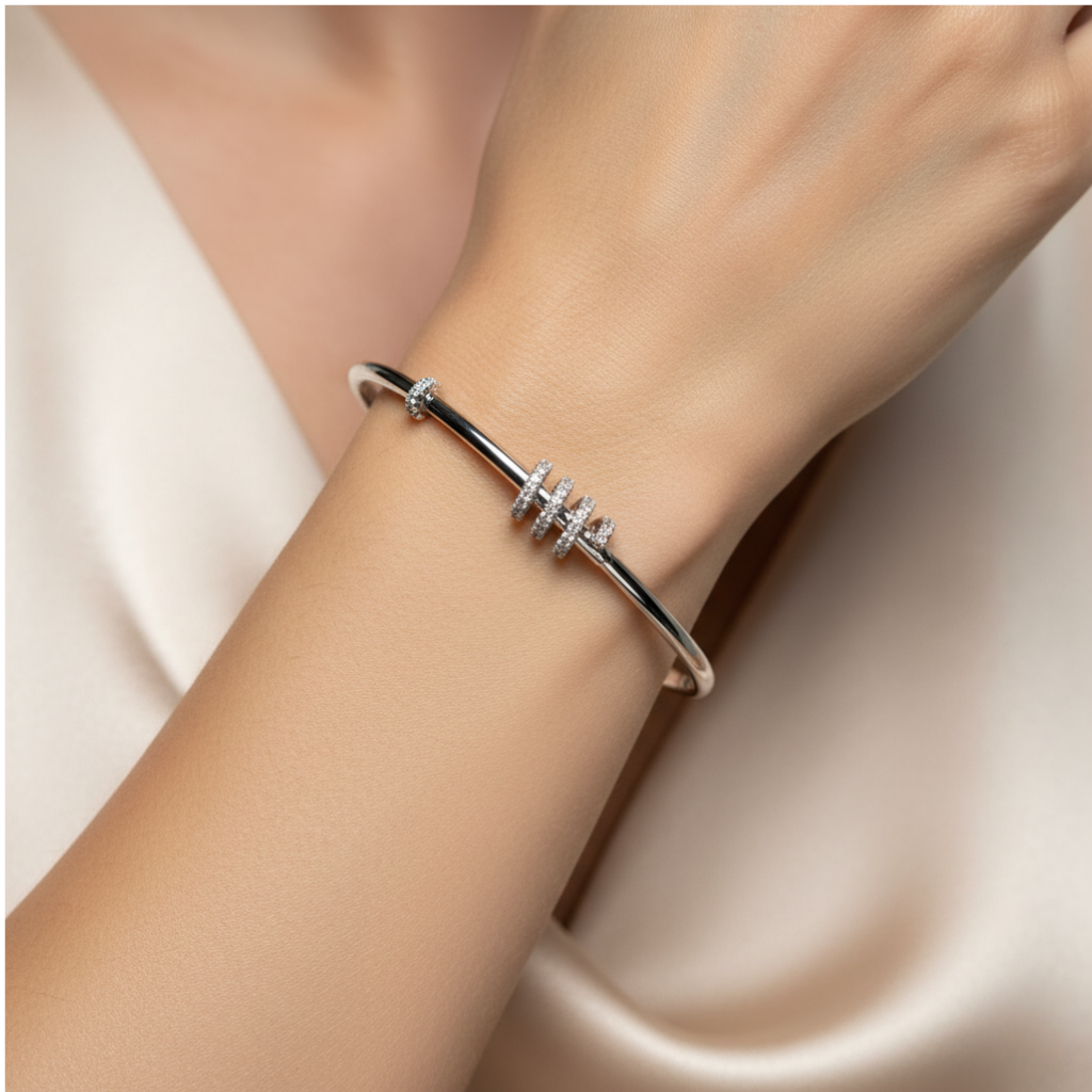 Spiral Pave Stack Rigid Bracelet