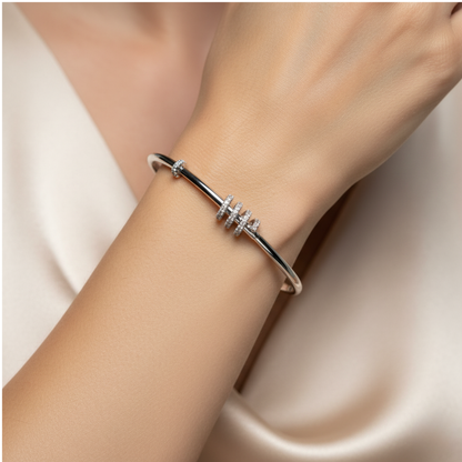 Spiral Pave Stack Rigid Bracelet