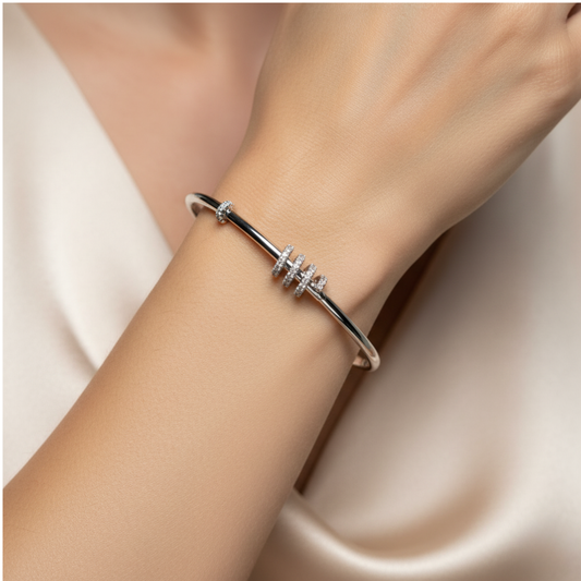 Spiral Pave Stack Rigid Bracelet