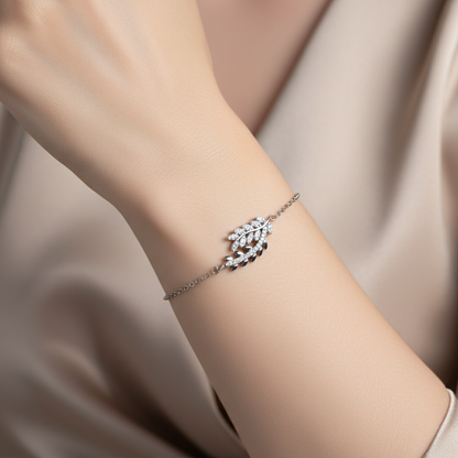 Pavé Laurel Branch Link Bracelet