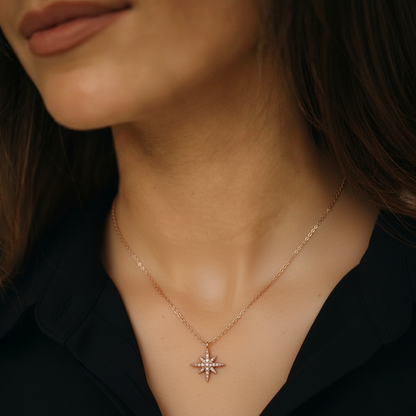 Blushing Pavé Starburst Necklace