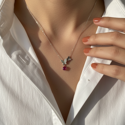 Radiant Flutter Pink Gem Necklace