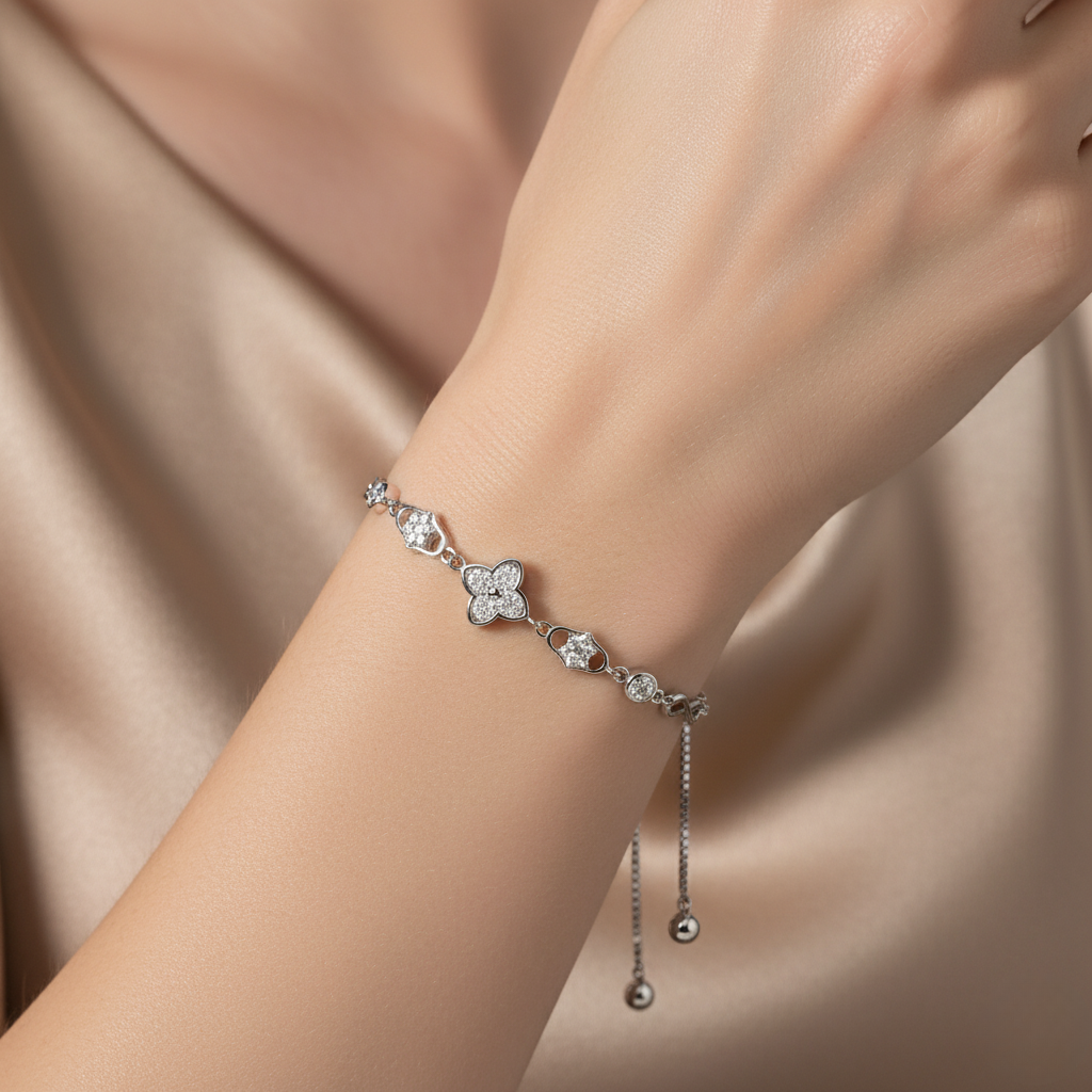 Pavé Clover Infinity Bolo Bracelet