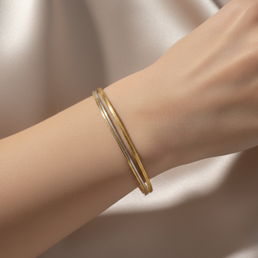 Tricolor Herringbone Layer Bracelet