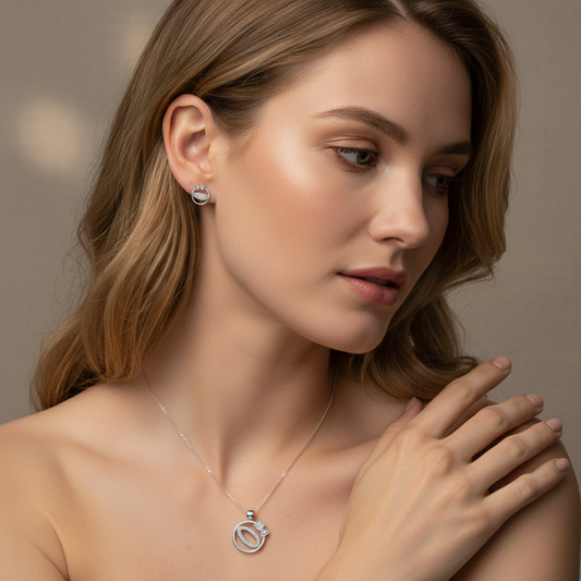 Art Deco Geometric Pavé Sterling Set